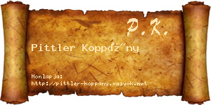 Pittler Koppány névjegykártya